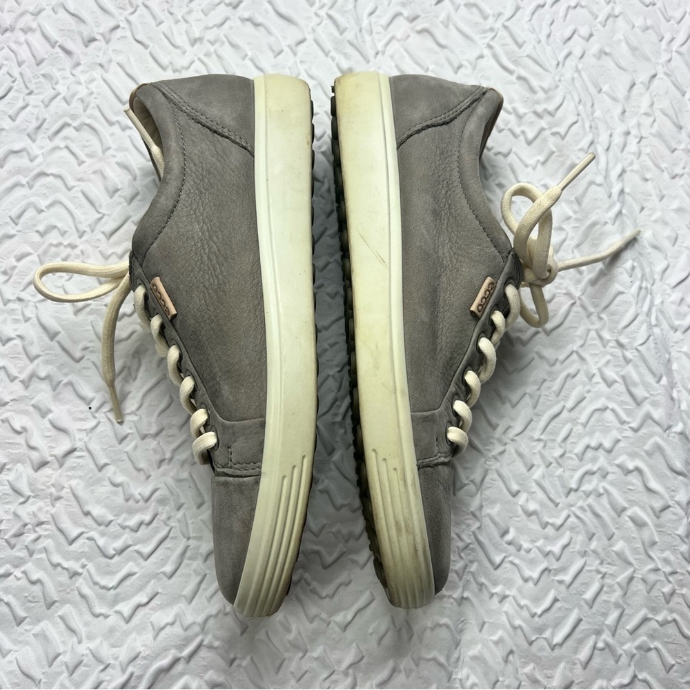ECCO Gray Removable Insole Comfort Soft 7 Round Toe Lace-Up Leather Sneakers - Picture 8 of 10